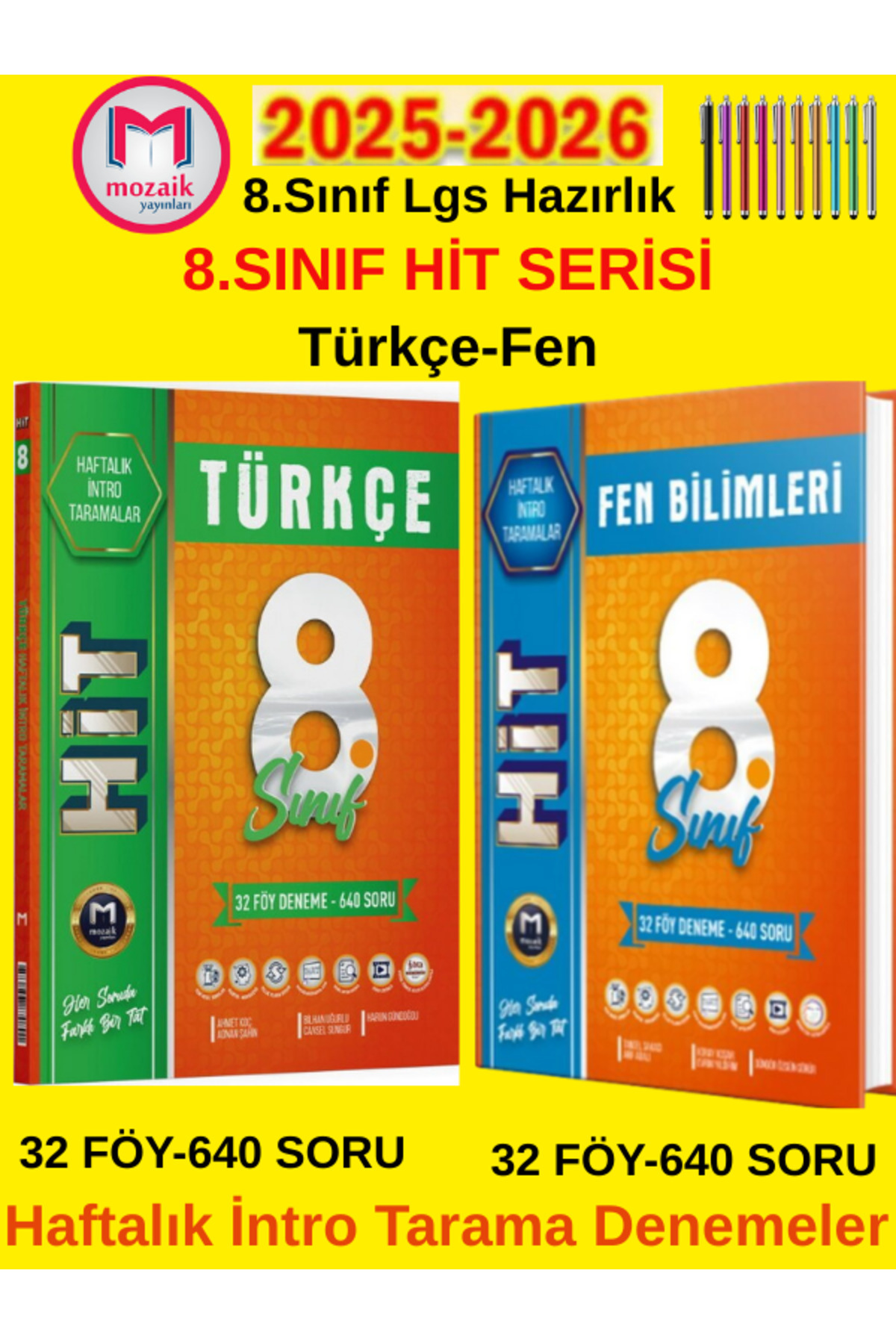 Mozaik Yayınları 8.Sınıf LGS Hazırlık Hit Türkçe-Fen Haftalık