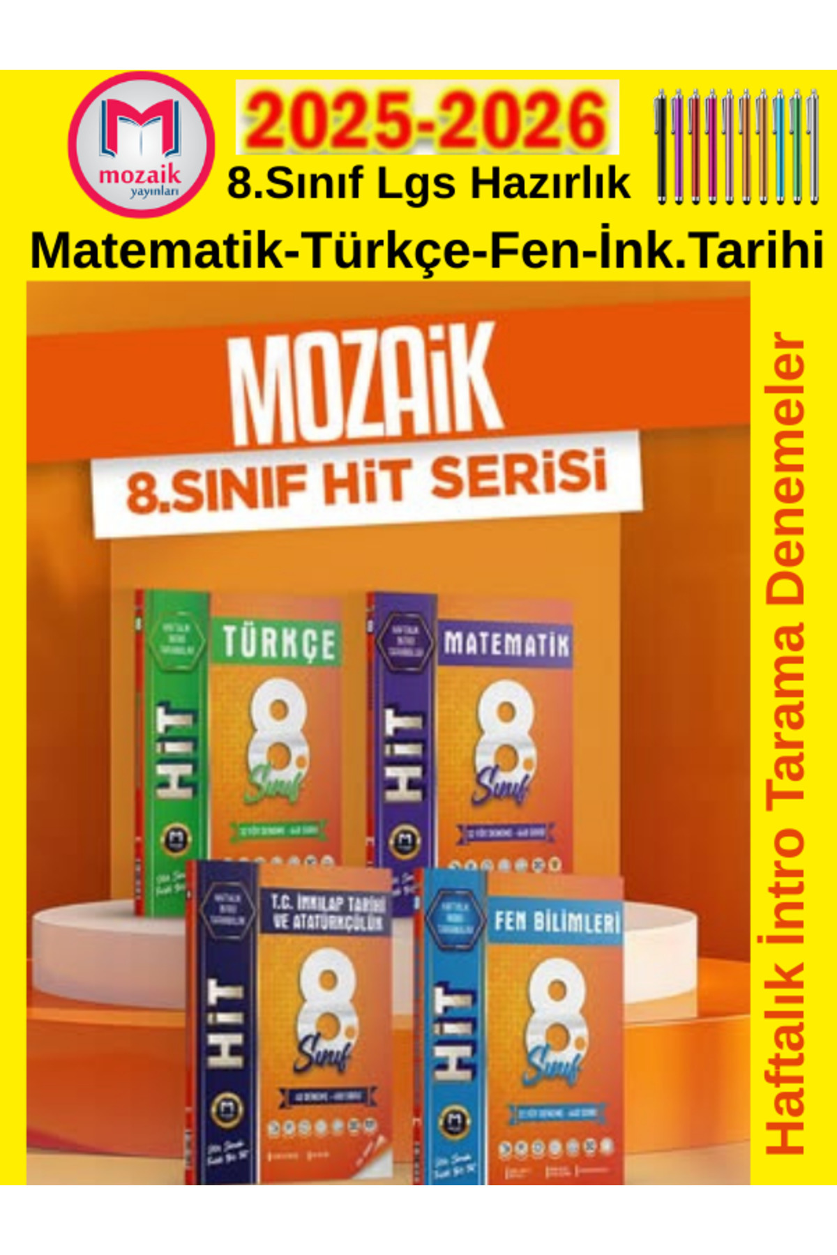 Mozaik Yayınları 8.Sınıf LGS Hazırlık Hit Mat-Türkçe-Fen-İnk
