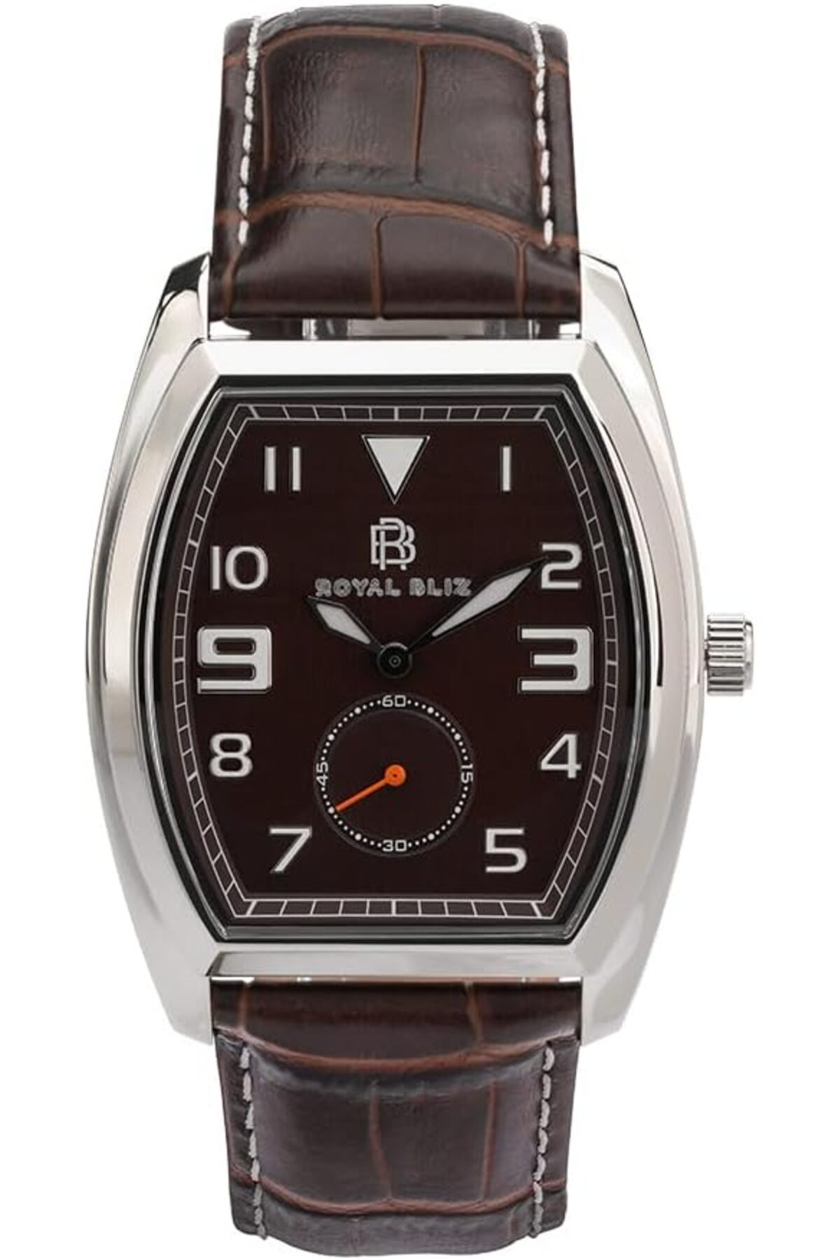 ساعت مردانه مستطیلی RB Royal Edgy | استیل 316L | کریستال یاقوتی | 100 متر (قهوه‌ای)