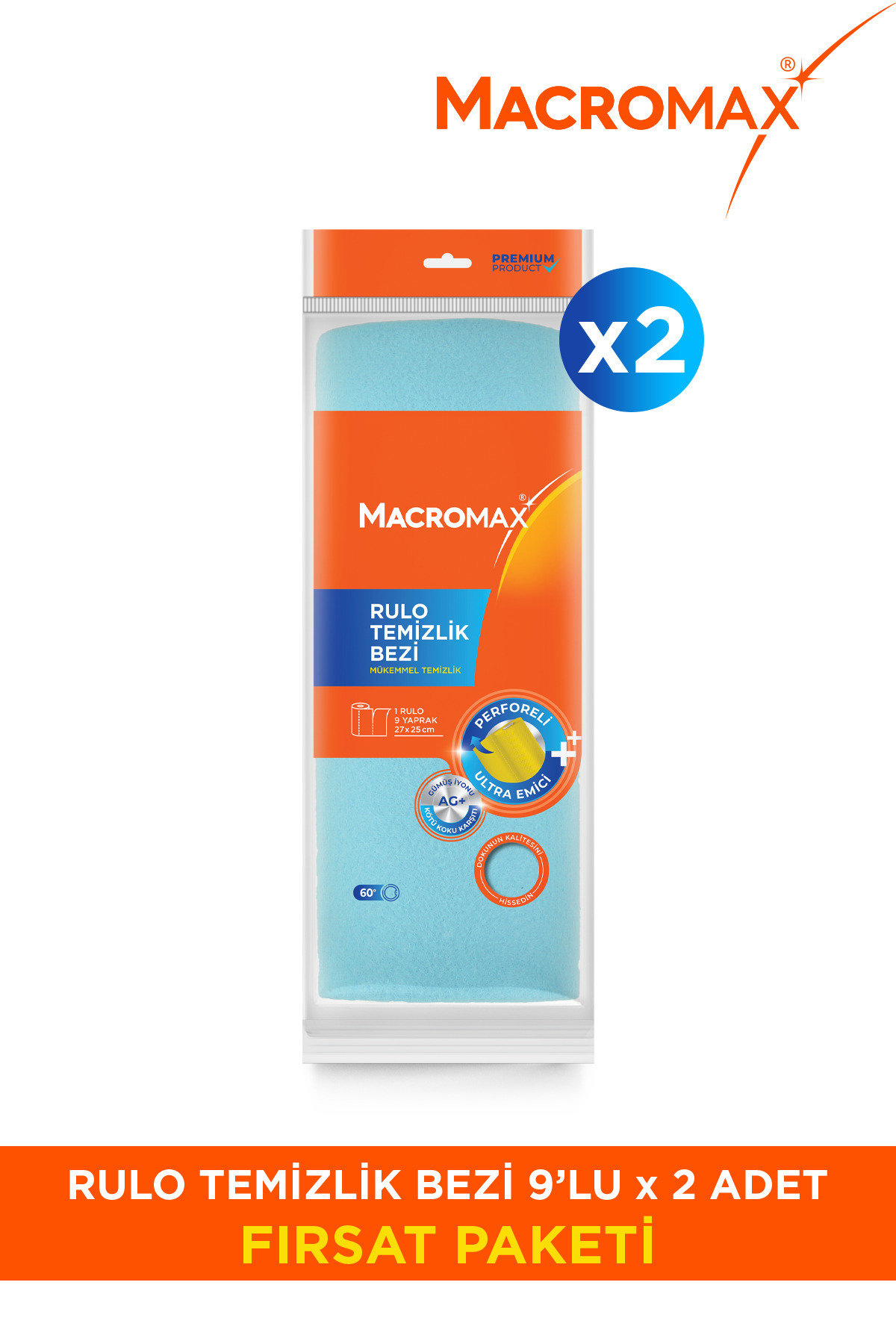 MACROMAX Rulo Temizlik Bezi Pratik Kullan At Mutfak Bezi 2 Adet