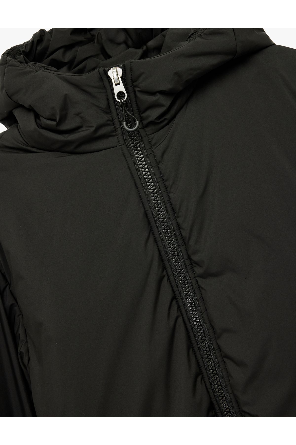 Koton  Fermuarlı Uzun Kollu Su İtici Kapüşonlu Crop Şişme Mont - Görsel 5