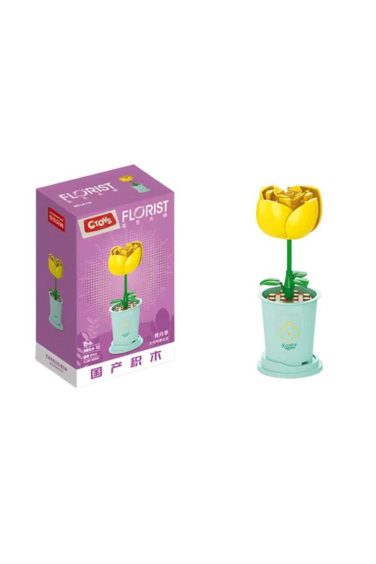Ctoys Flower Blocks 8814-10 Rosa Chinensis – ست ۳۴ تکه بلوک‌های ساختنی گل (سنین ۶ سال به بالا)