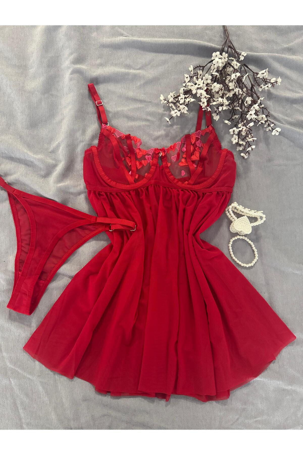 MH Moony Homewears Gilmore Boys Kalp Detaylı Gecelik