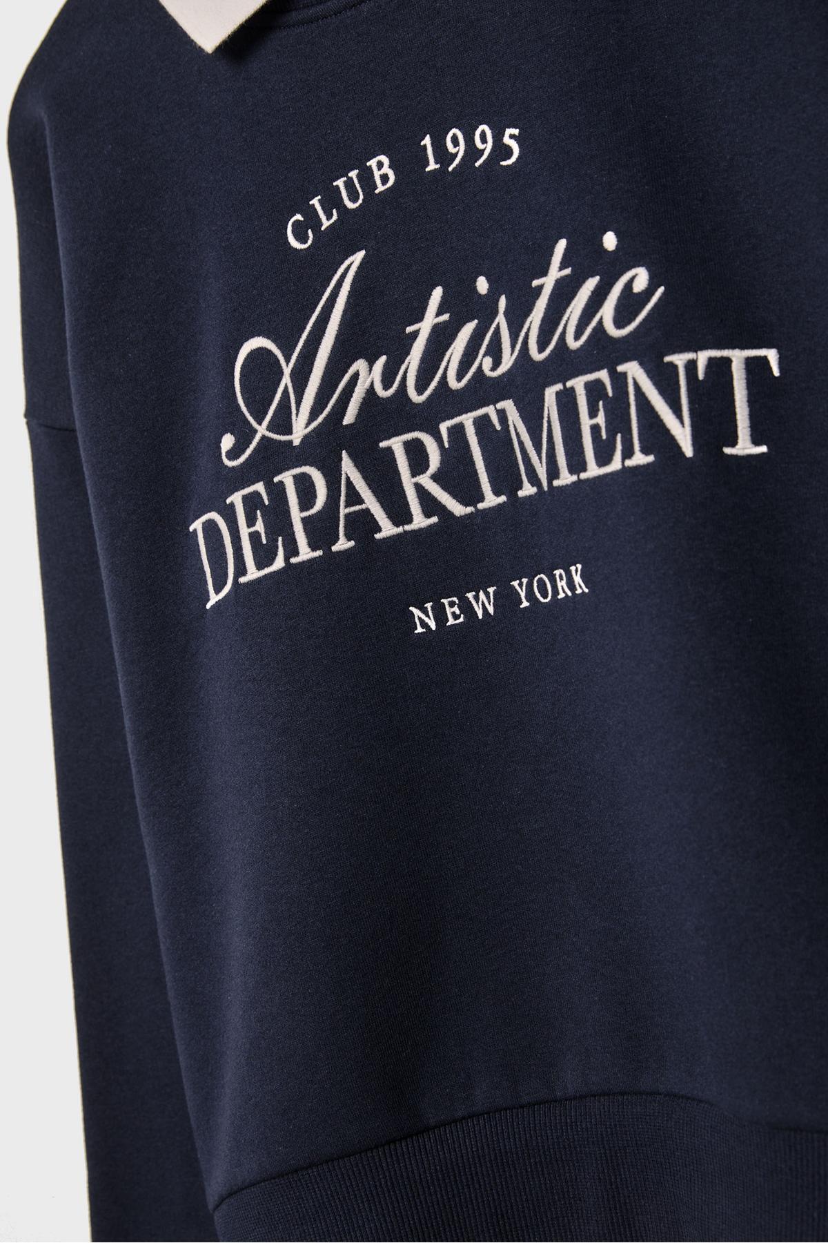 Stradivarius  İşlemeli polo sweatshirt - Görsel 8