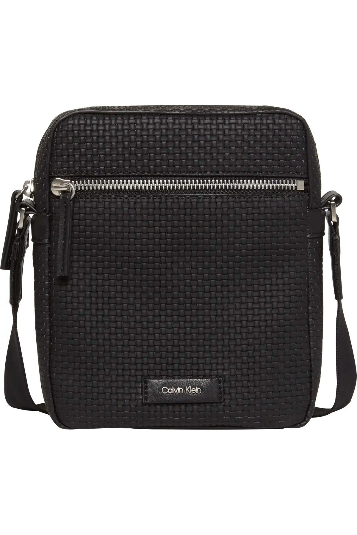 کلوین کلاین کیف رودوشی مشکی مردانه مدل REPORTER طرح برجسته بافته شده