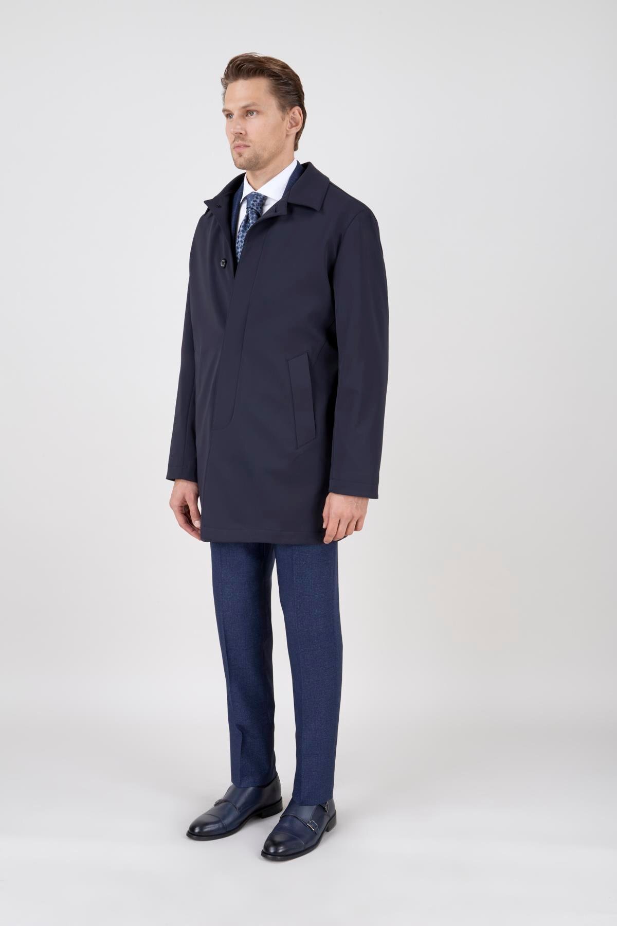 PR PACO ROMANO ART OF FASHİON  Erkek Lacivert Uzun Palto - Görsel 3