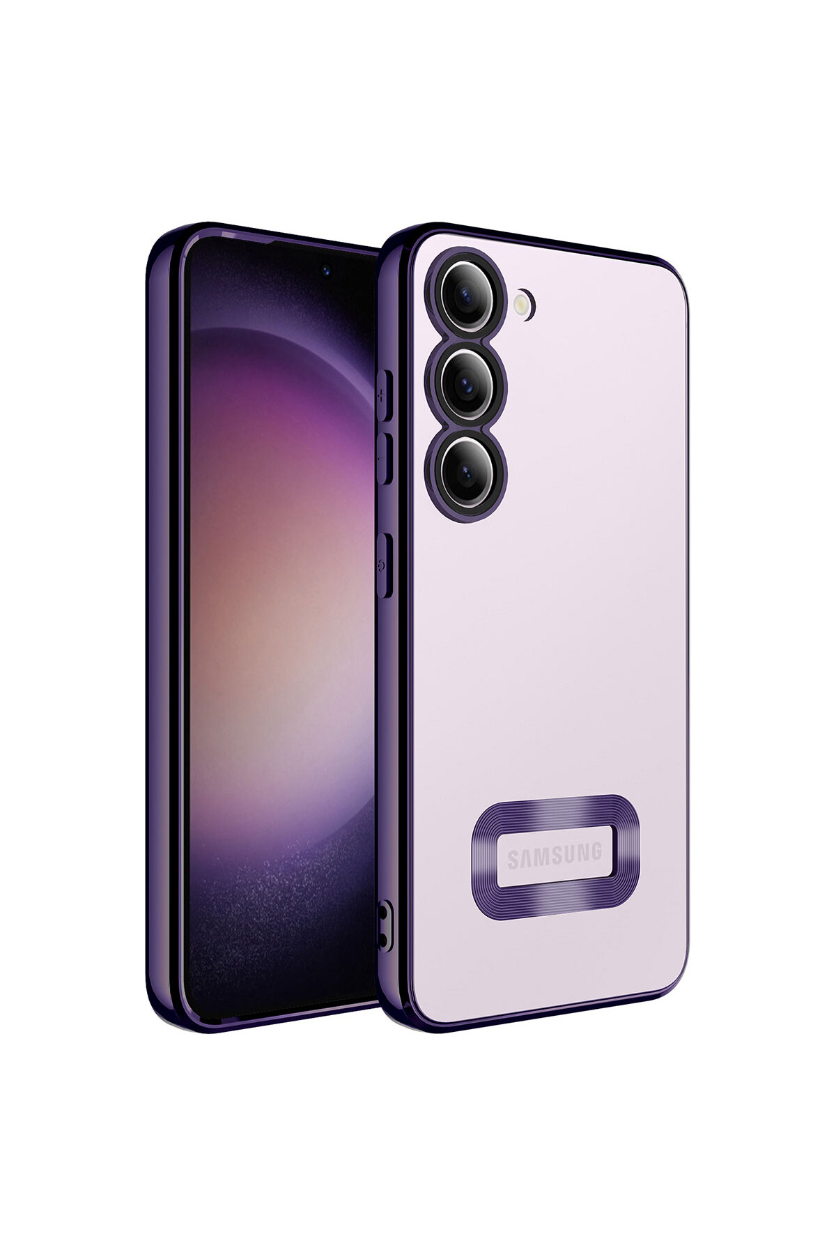 Galaxy S23 Uyumlu Kamera Korumalı Logo Gösteren SAFA Omega Kılıf-Derin Mor
