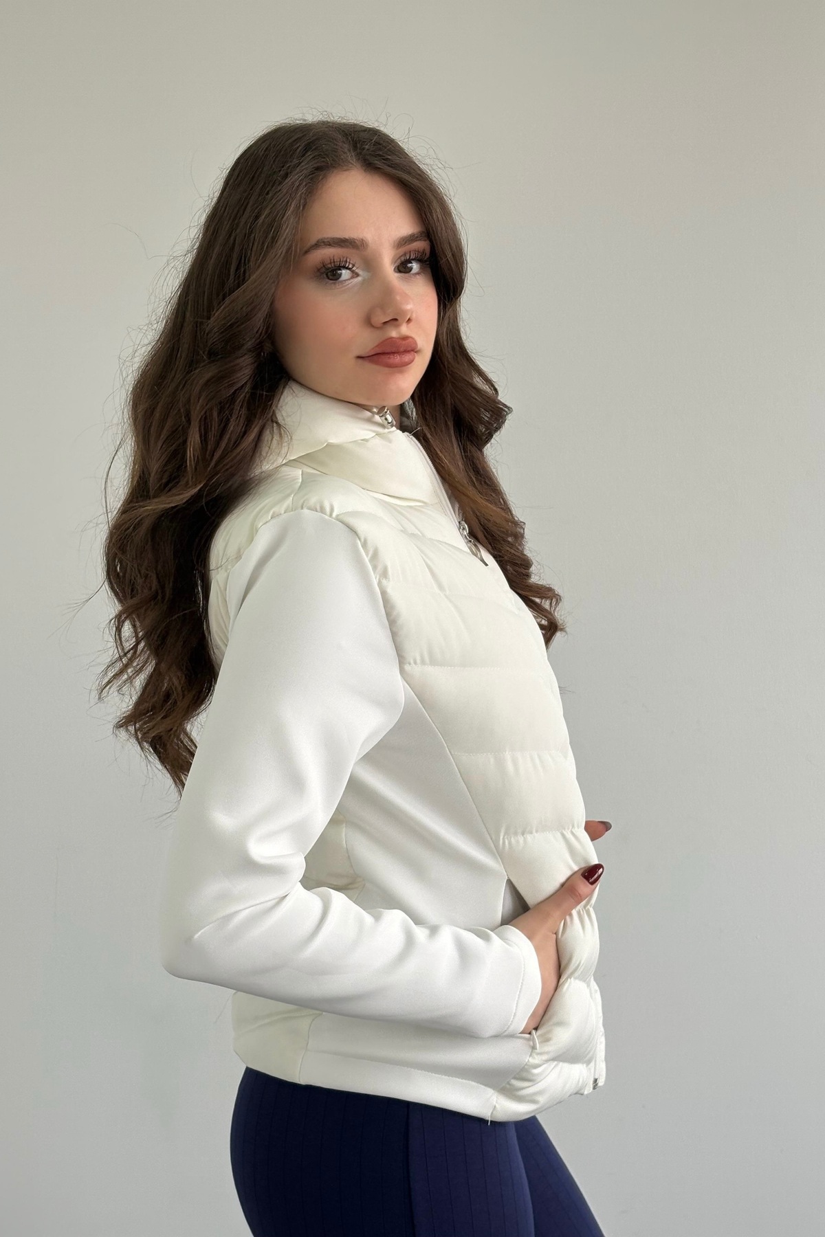 Moderk  ZRA Model Range Rover Mom Kontrast Şişme Mont Ceket Kadın Astarlı - Görsel 6