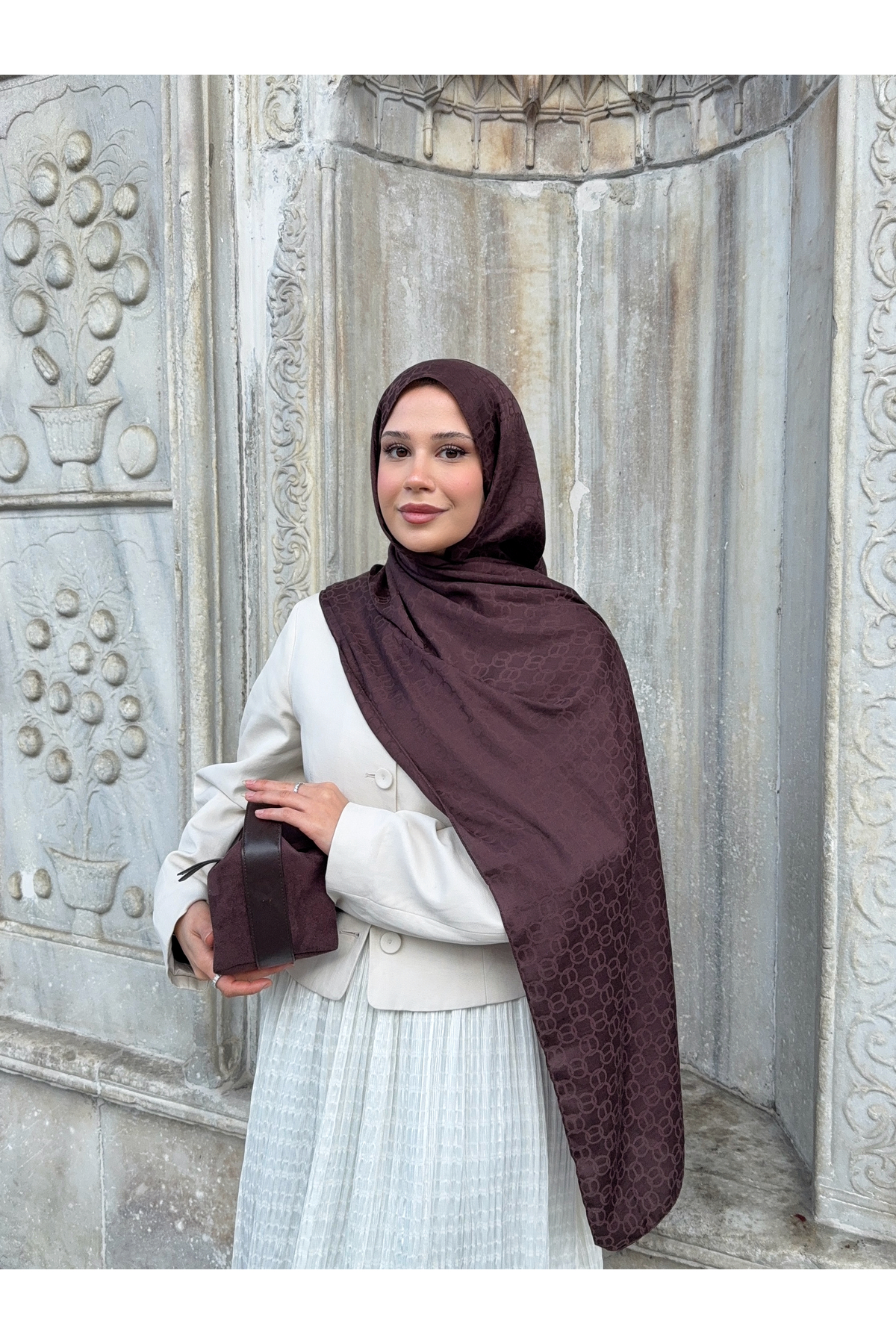 Mira İpek  Halka Desen Pamuklu Ayrobin Jakar Şal - Görsel 5