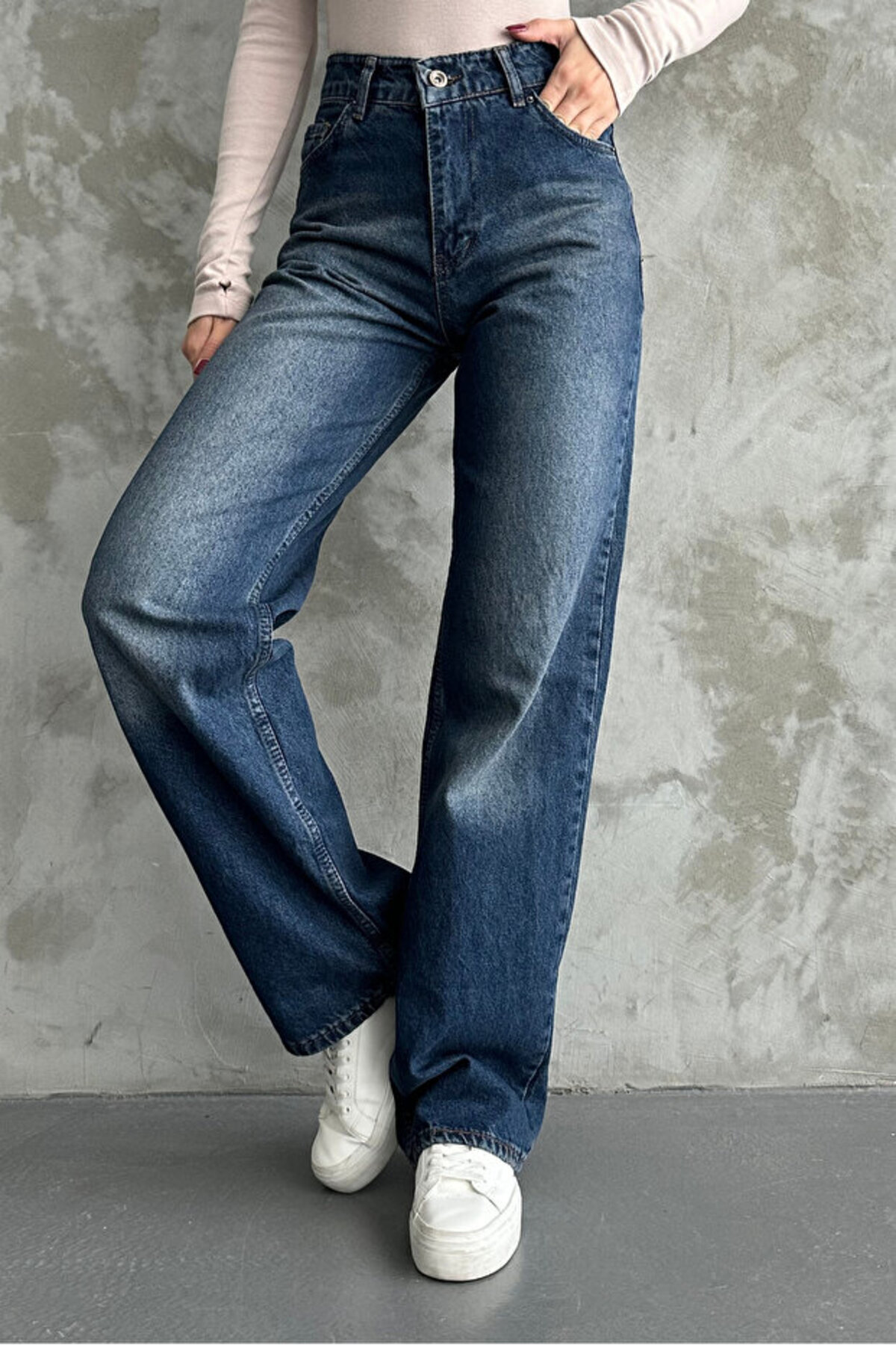 MY ARJA JEANS  KADIN YÜKSEKBEL LİKRALI KAHVETİNT PALAZZO JEANS (NEW SEASON) - Görsel 4