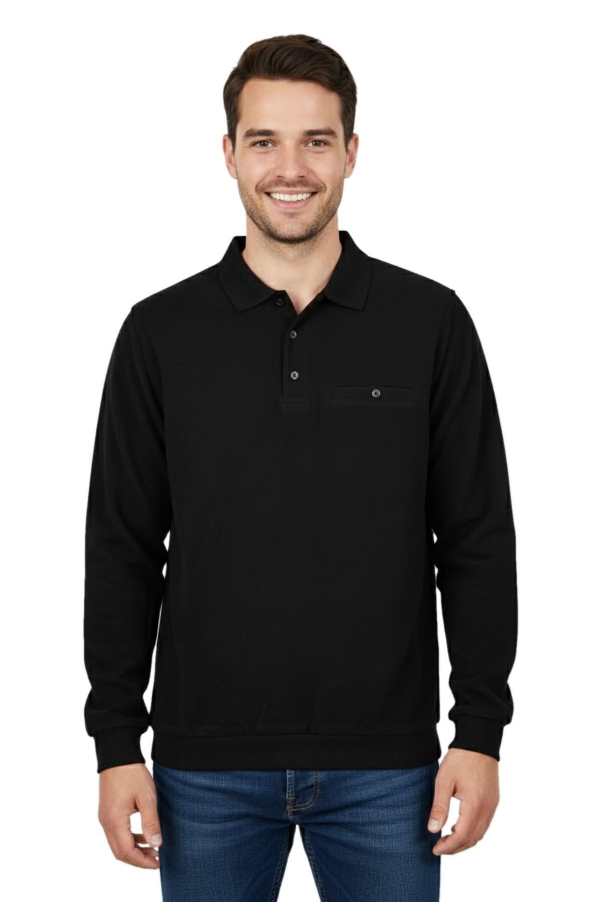 DYNAMO Erkek Büyük Beden Polo Yaka Cepli Selanik Sweatshirt BGL-ST04925