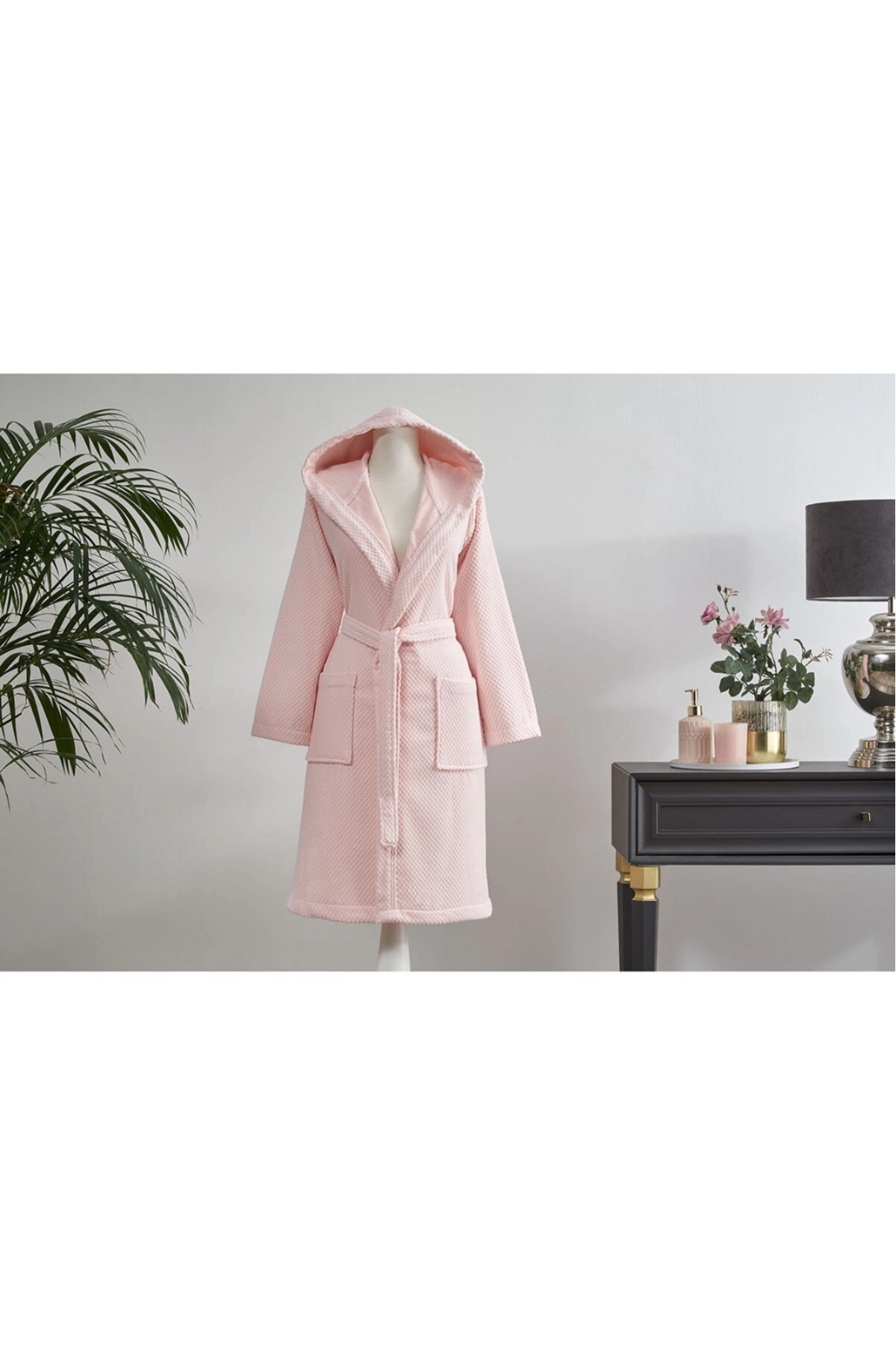 Özdilek Ekoseli Kapüşonlu Çocuk Bornozu Bright 13-14 Yaş Pembe fotoğrafı 2 (önizleme)