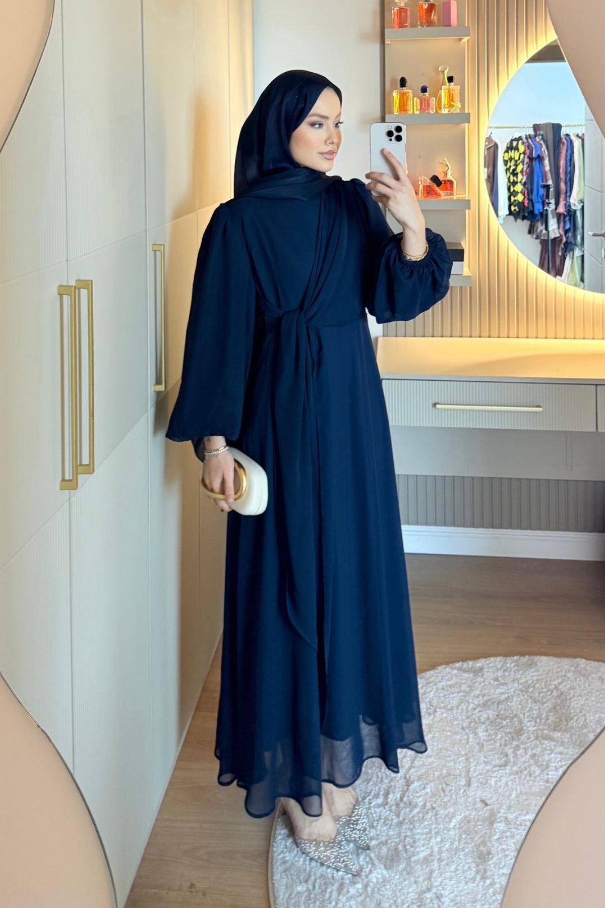 فستان إيليدا شيفون أزرق كحلي