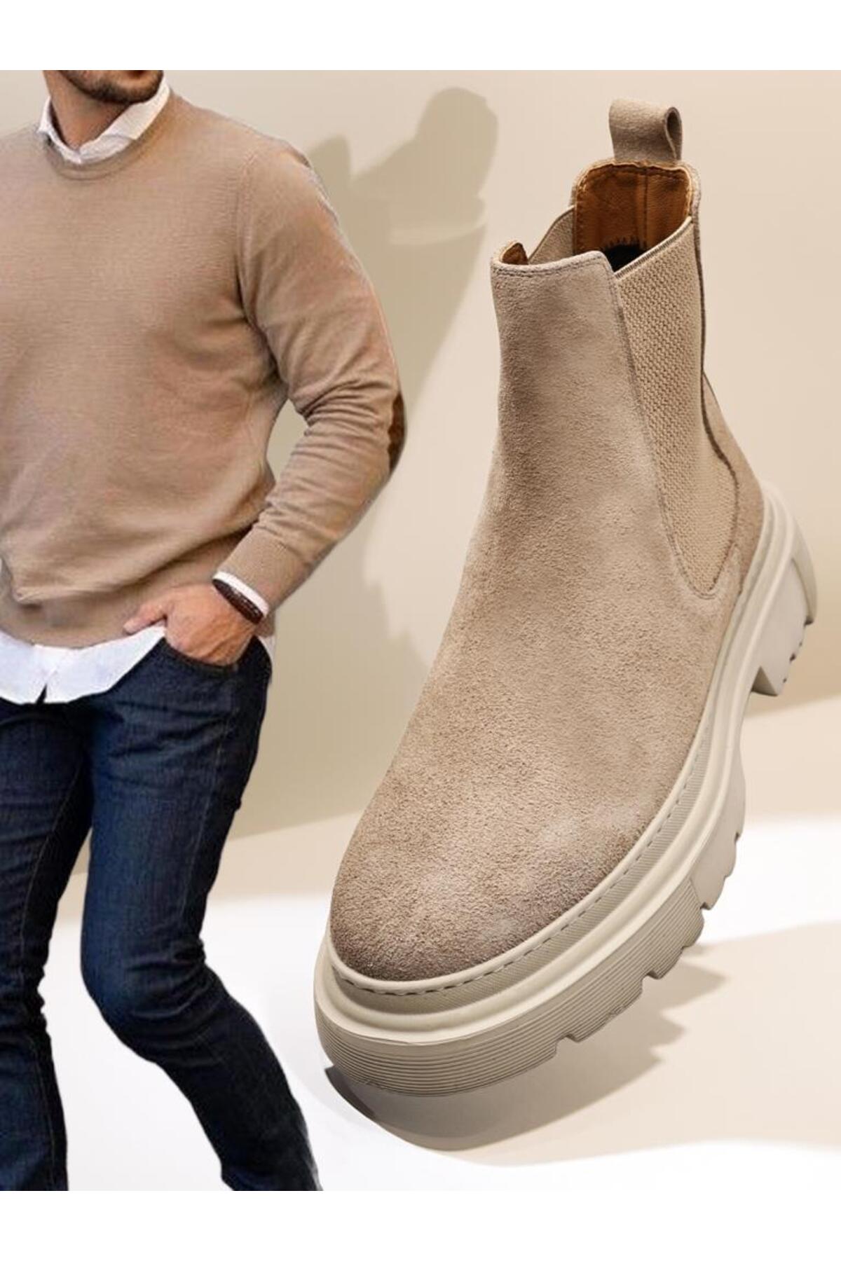 İBAY BEIGE SUEDE JAGGER HAKİKİ SÜET DERİ HAFİF RAHAT ERKEK BOT