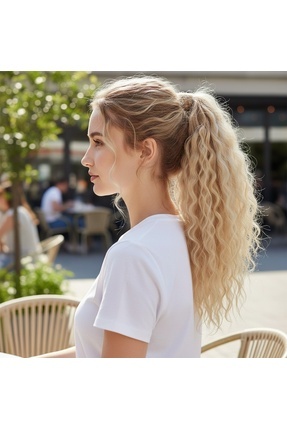Zeysum Balköpüğü Platin Röfleli Dalgalı Kabarık Afro Lastik Tokalı At Kuyruğu...