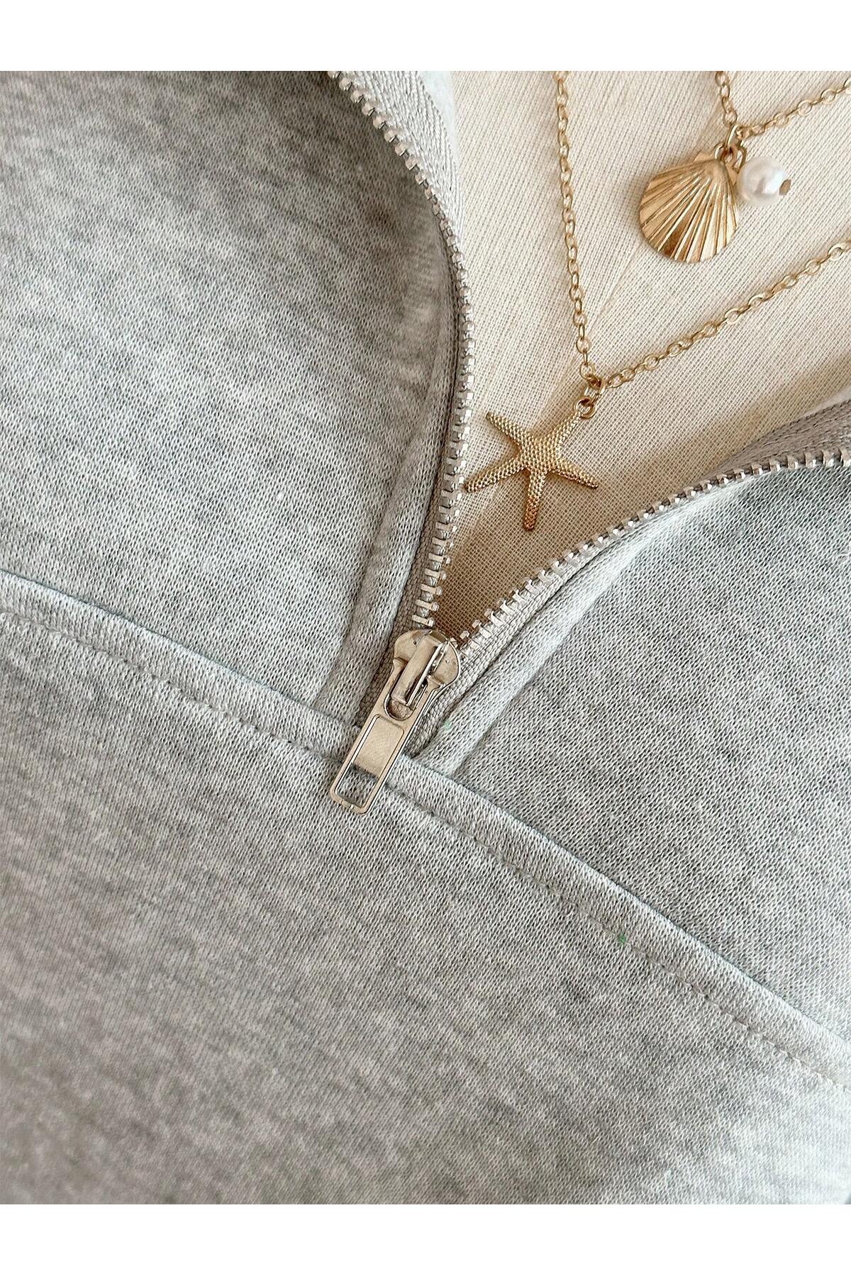 MONFİ  KADIN YARIM FERMUARLI SWEATSHİRT - Görsel 6