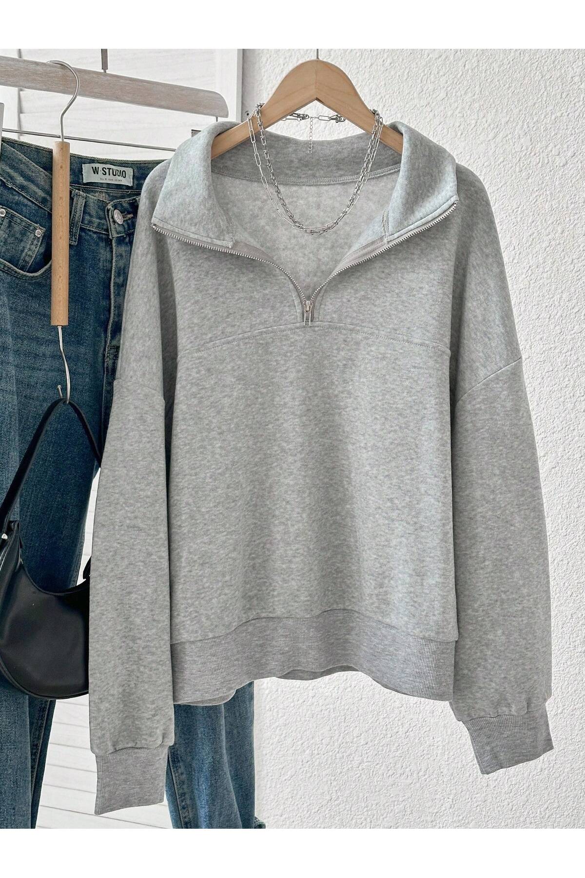 MONFİ  KADIN YARIM FERMUARLI SWEATSHİRT - Görsel 2