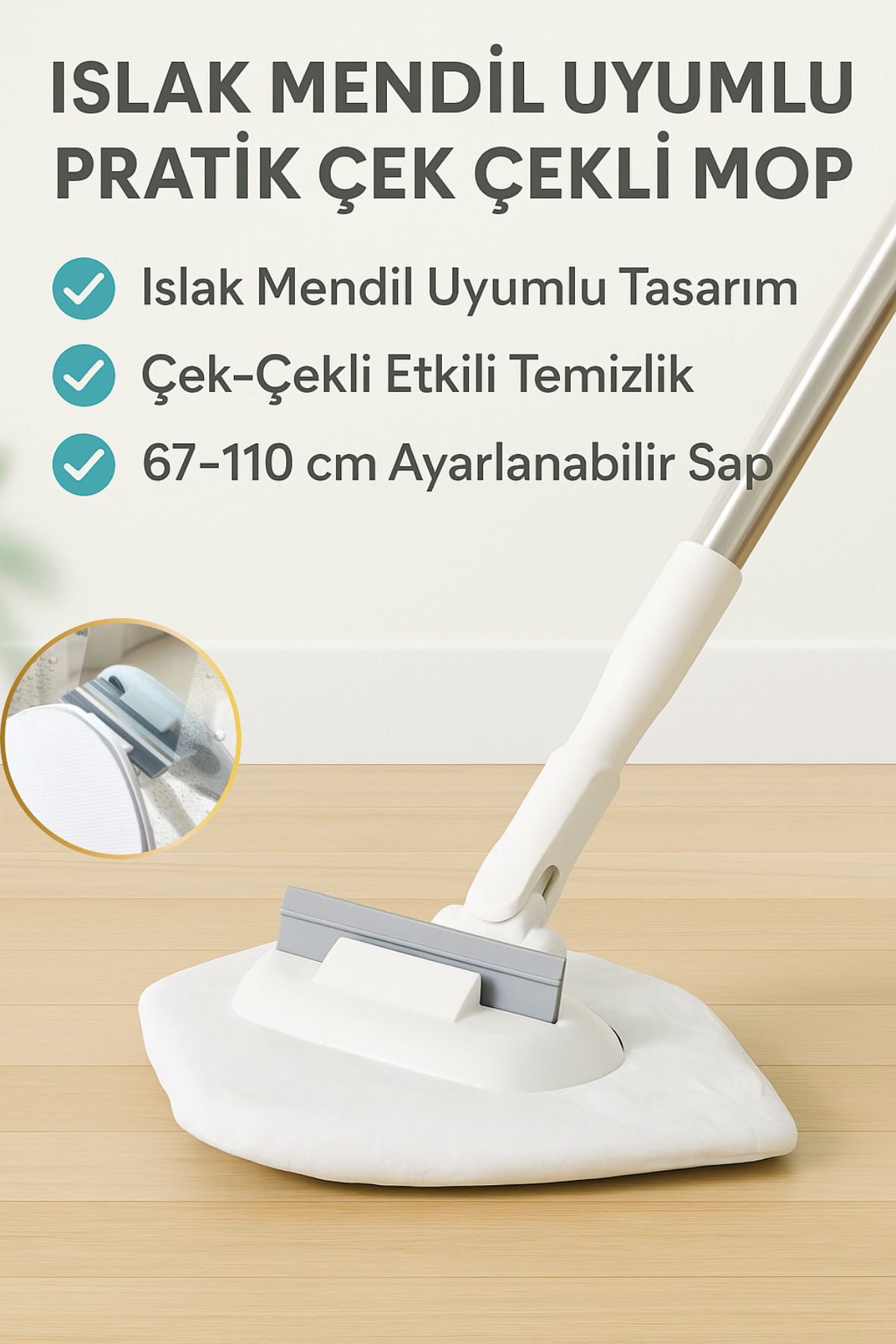Hane Dostu Islak Mendil Uyumlu Pratik Çek Çekli Mop – Hızlı