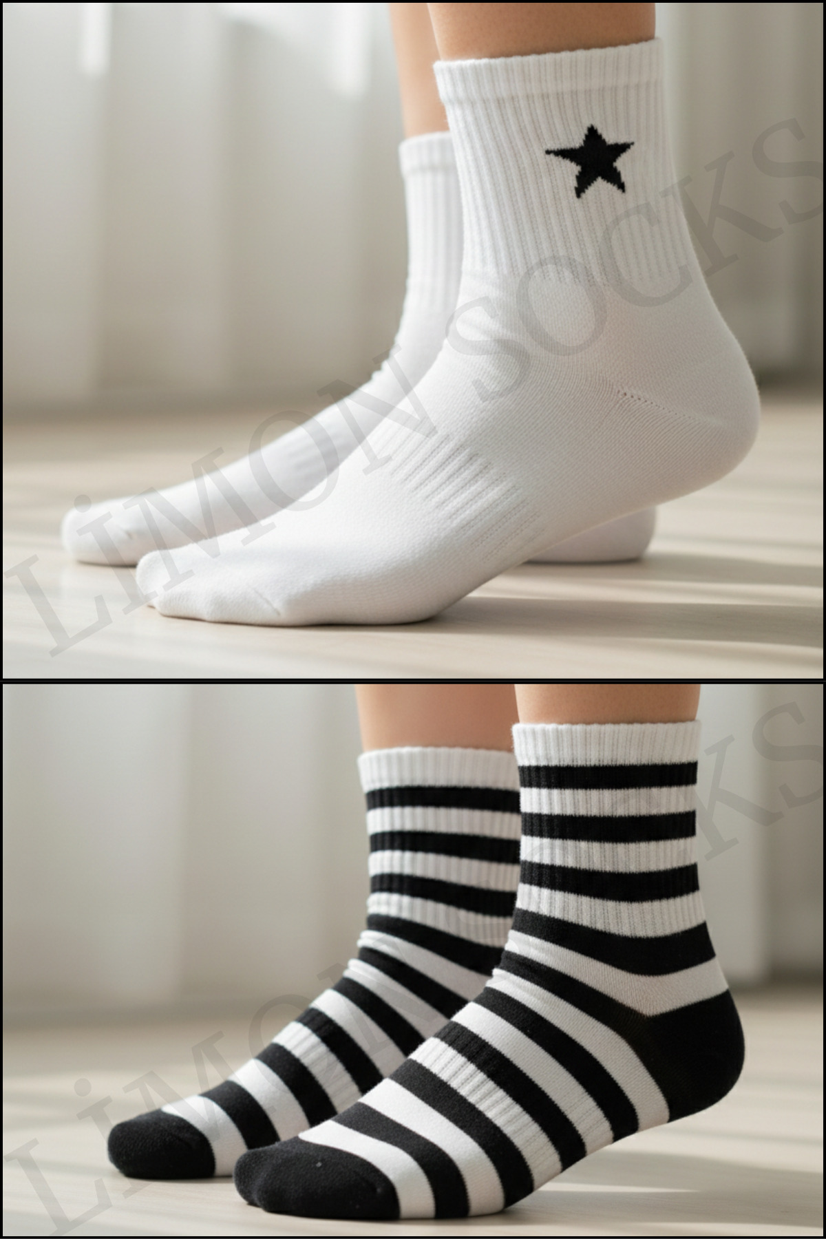 Unisex Daltonlar Model Çizgili Pamuklu (4 Çift) Kadın Çorap Beyaz Erkek Çorap — görsel 6 · 102832480230