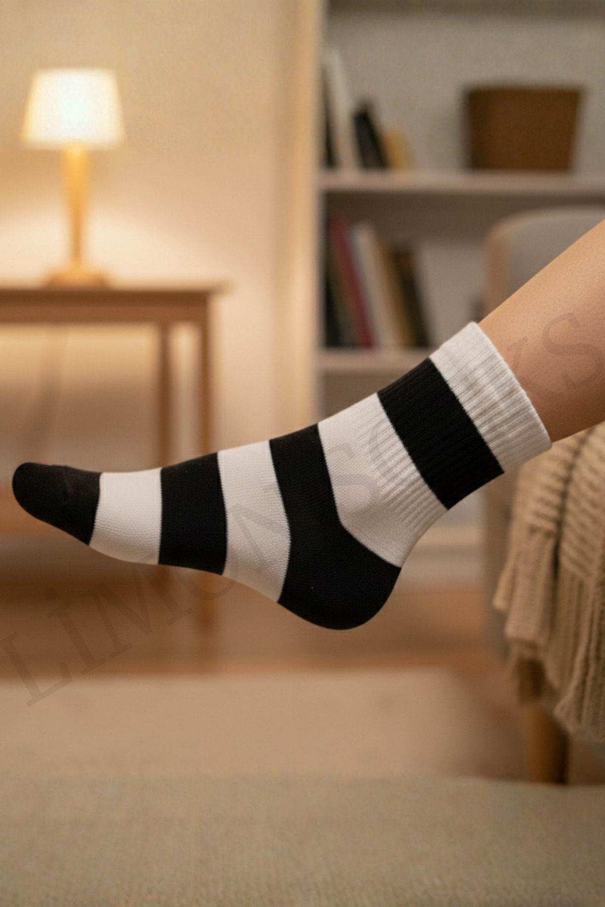 Unisex Daltonlar Model Çizgili Pamuklu (4 Çift) Kadın Çorap Beyaz Erkek Çorap — görsel 4 · 102832480230