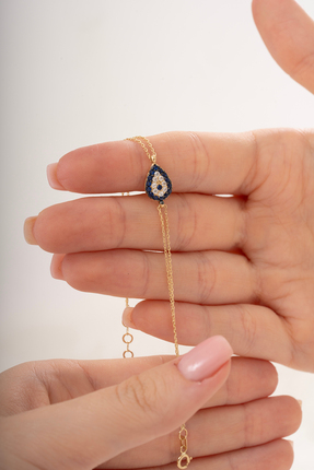 ALİSGOLD1986 14 Ayar Altın Nazar Boncuklu Bileklik