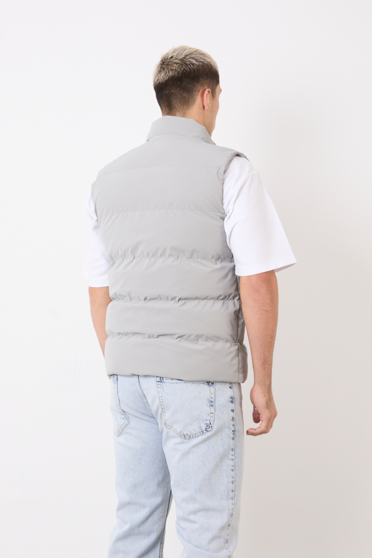blayn jeans Erkek Krem Şişme Yelek, Hafif, Dik Yaka, Günlük Kullanım görsel 5