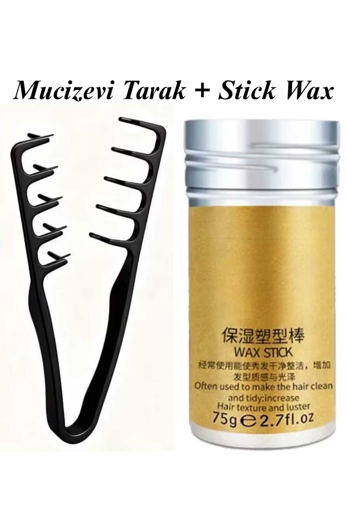 Vi Caro 2li Set 1 Adet Saç Şekillendirici Mucizevi Tarak Saç Sabitleyici Şekillendirici Stick Wax 75 gr Vaks — vic847