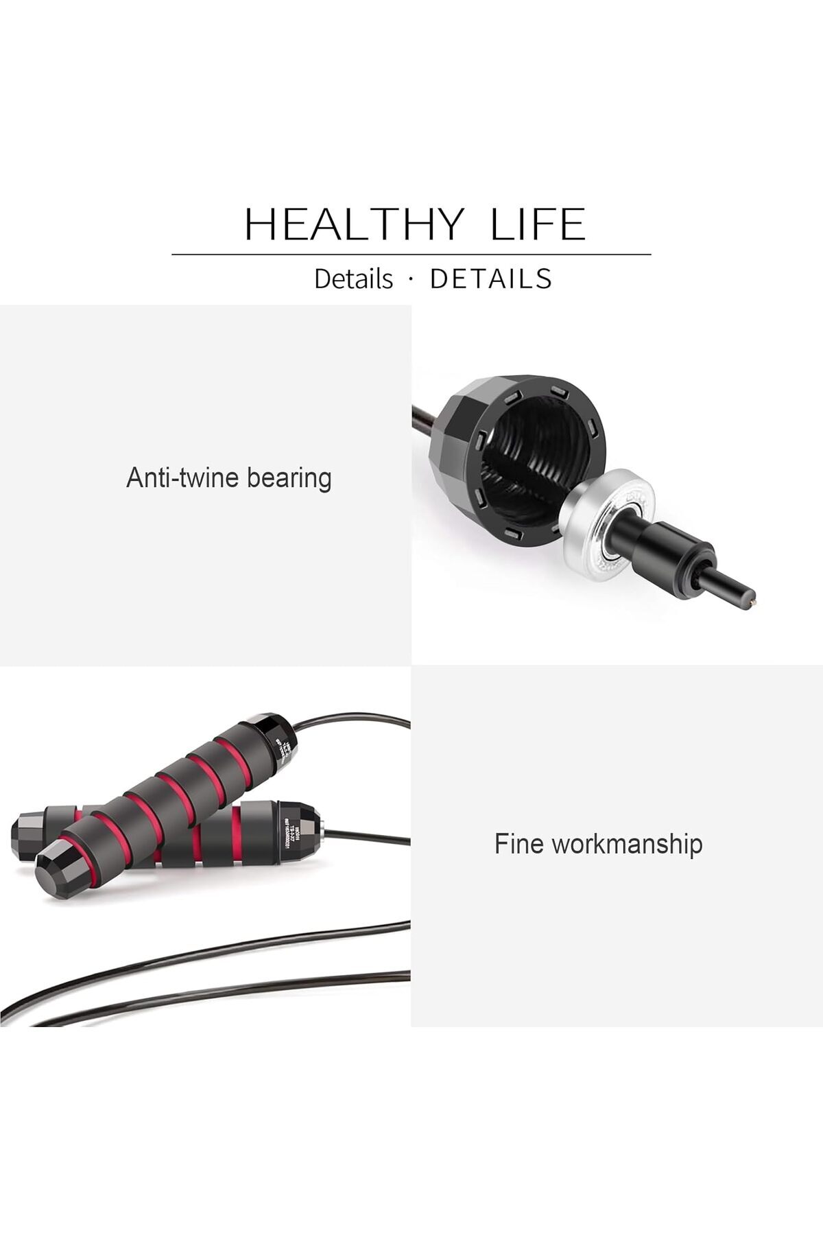 حبل قفز سريع بمحامل كروية ومقابض ميموري فوم – حبل تمارين قابل للتعديل لتمارين الكارديو واللياقة.