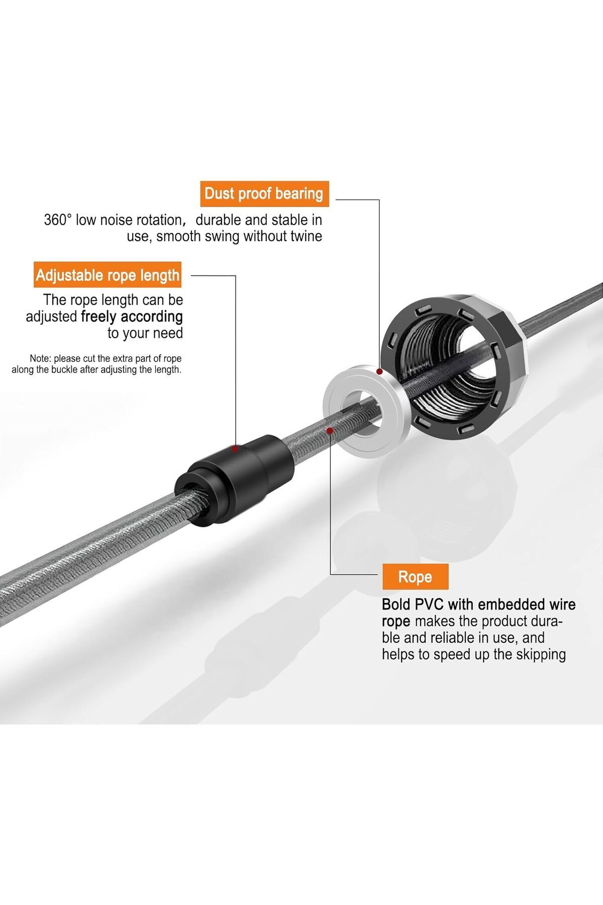 حبل قفز سريع بمحامل كروية ومقابض ميموري فوم – حبل تمارين قابل للتعديل لتمارين الكارديو واللياقة.