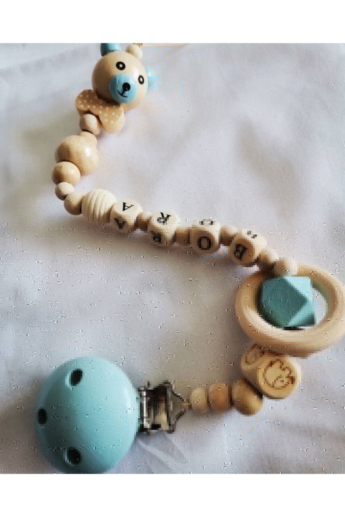 Coco Shoptr %100 Doğal Ahşap Ürünlerden Isime Özel Bebek Emzik Zinciri fotoğrafı 3 (önizleme)