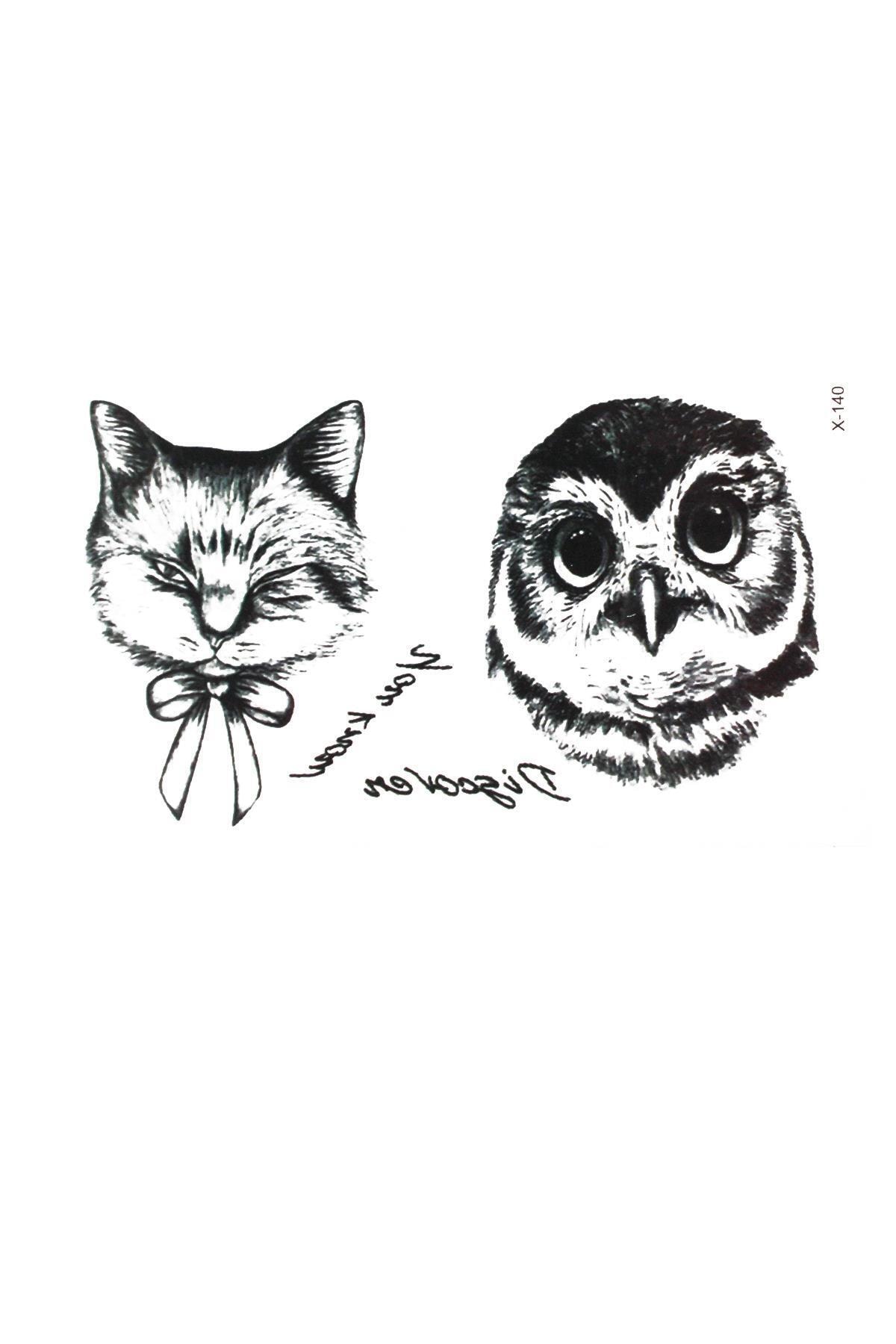 baykuş siyah beyaz çizim