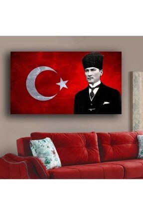 Atatürk Ve Türk Bayrağı Kanvas Tablo 20x35 PRA-1343823-747329