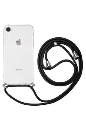 Apple Iphone Xr Kılıf Ipli Boyun Askılı Köşe Korumalı Şeffaf Kapak ipli34