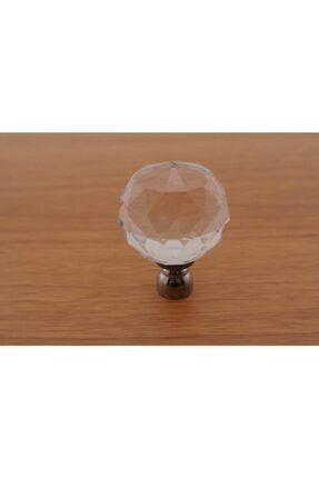 Tek Delikli Tabanı Krom Kristal Taşlı Düğme Kulp 30 mm 1440