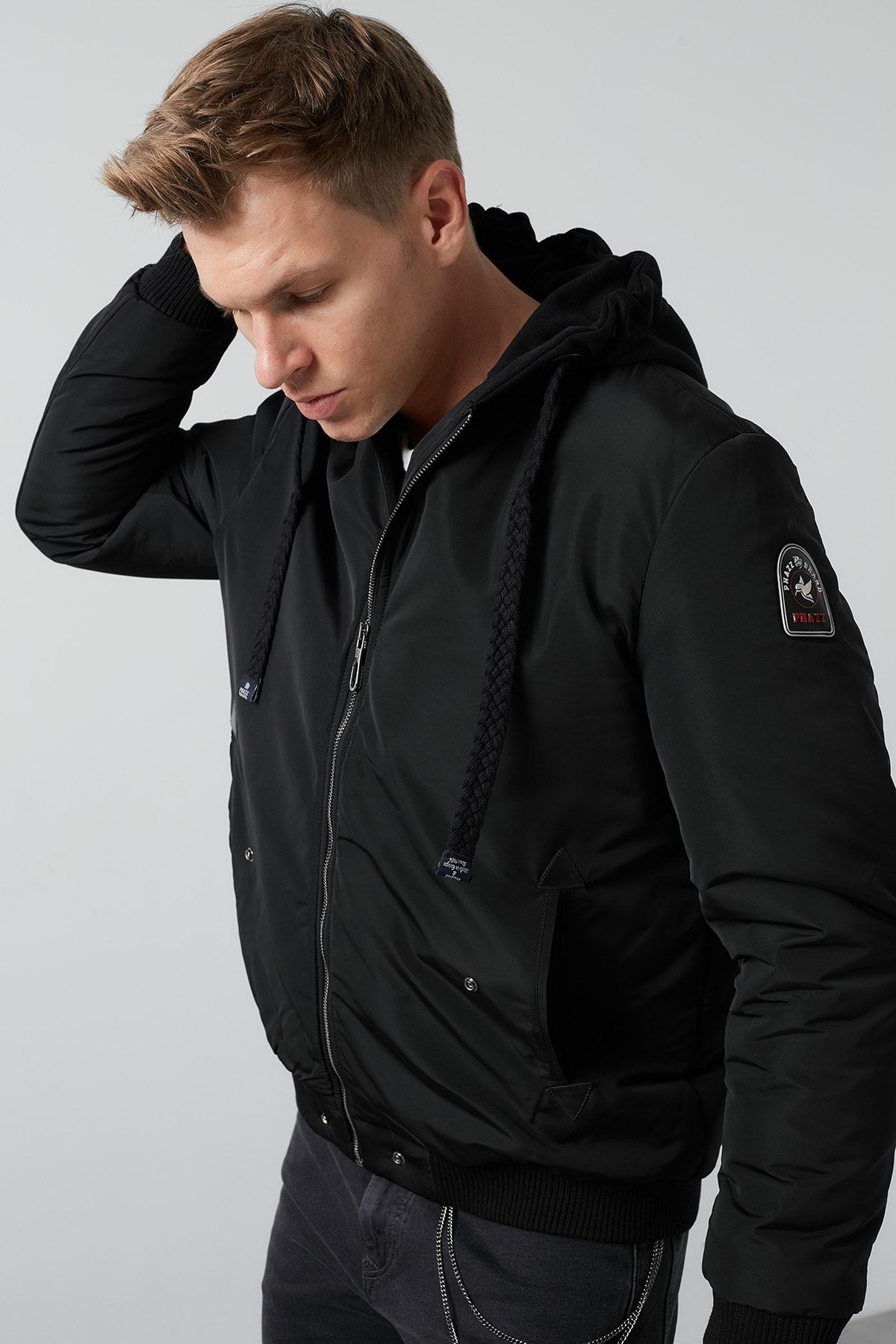 Pooldeep Erkek Siyah Bondi Gabardin Kurklu Mont Parka Trendyol