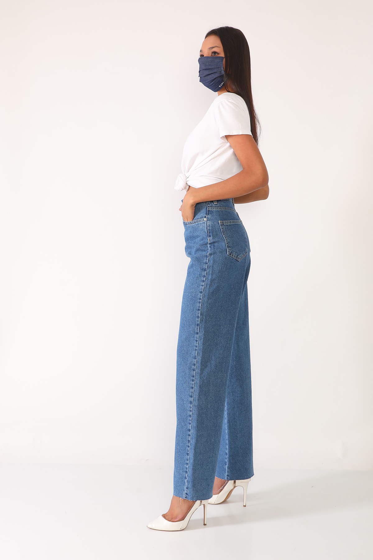 Darkly Jeans  Kadın Mavi Süper Yüksek Bel Straight Fit Jean - Görsel 5