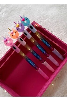 donut unicorn isikli ve sulu simli tukenmez jel kalem 2 li set