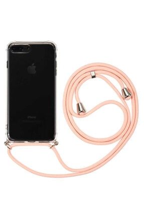 Apple Iphone 7 Plus Kılıf Ipli Boyun Askılı Köşe Korumalı Şeffaf Kapak ipli5