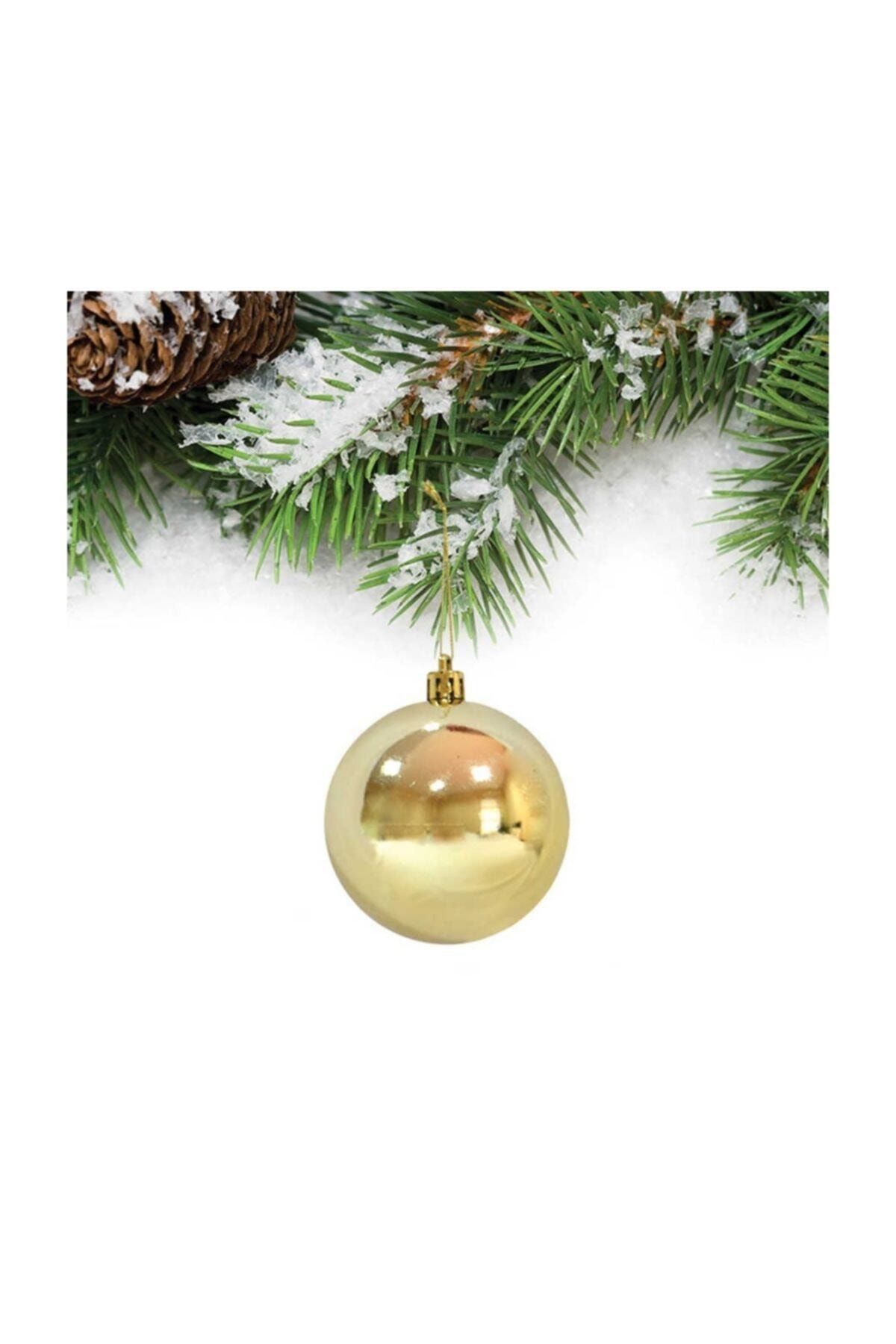 Sezy New Year Set of 6 Cute Balls Christmas Tree Ornament Gold 6cm