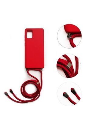 Apple Iphone Xr Içi Kadife Boyun Askılı Liquid Silikon Kılıf Kırmızı LA009