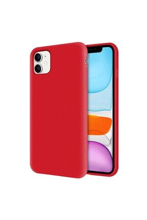 Apple Iphone 11 Içi Kadife Soft Logosuz Lansman Silikon Kılıf - Kırmızı lns-iph-11