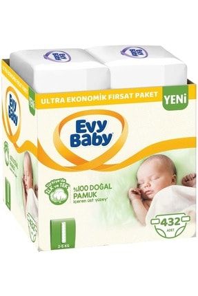 Bebek Bezi Beden:1 (2-5kg) Yeni Doğan 432 Adet Ultra Ekonomik Fırsat Pk PAKETEVYBABY074