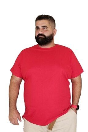 Erkek Kırmızı Büyük Beden Pamuklu Sweatshirt bykbdn