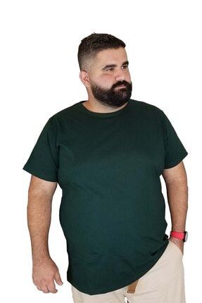 Erkek Yeşil Büyük Beden Pamuklu T-shirt bykbdn