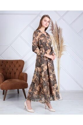 Çiçekli Uzun Boy Şifon Elbise 224559