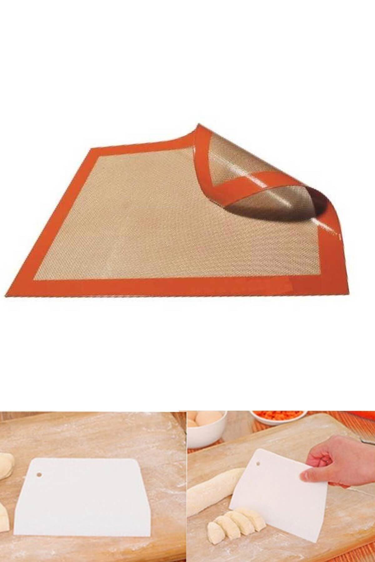Platox Iles Silikon Silpat, Hamur Açma Matı+hamur Kesici