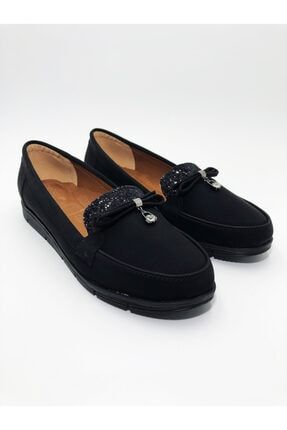 Kadın Siyah Büyük Numara Babet Gündelik Ayakkabı 1BYK-0001