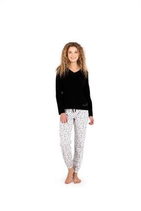 Bayan Patlı Pijama Takım-50680-siyah