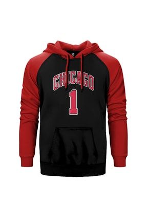 Chicago Derrick Rose Kırmızı Reglan Kol Kapüşonlu Sweatshirt ZR-448
