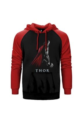 Thor Worthy Of Mjolnir Kırmızı Reglan Kol Kapüşonlu Sweatshirt ZR3570